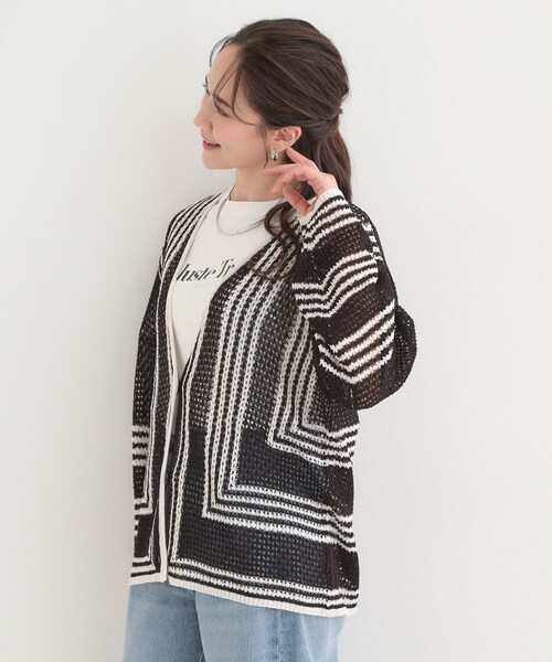 SHOO・LA・RUE（シューラルー）の「大人カジュアルなコーデに 配色クロシェ編み風カーディガン（カーディガン/ボレロ・レディース・オレンジ系その他5/アイボリー系4/ブラック系4・01/03/02/04）」の17枚目の写真