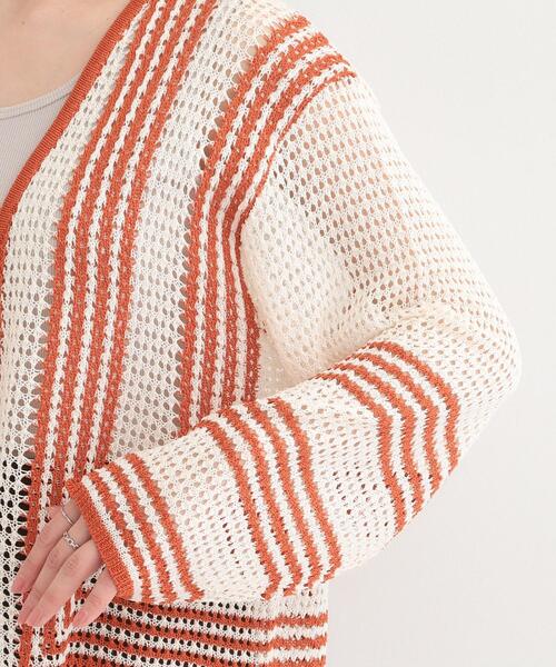 SHOO・LA・RUE（シューラルー）の「大人カジュアルなコーデに 配色クロシェ編み風カーディガン（カーディガン/ボレロ・レディース・オレンジ系その他5/アイボリー系4/ブラック系4・01/03/02/04）」の8枚目の写真