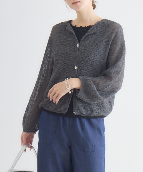 KATHARINE ROSS(キャサリンロス)の「【KATHARINE ROSS】ふわ袖かのこ和紙カーディガン(ニット/セーター・レディース・ミント/ピンク/チャコールグレー/アイボリー・FREE)」の3枚目の写真