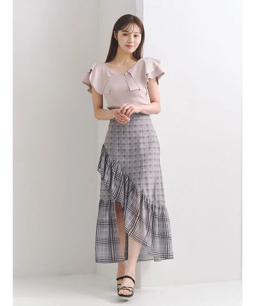MERCURYDUO(マーキュリーデュオ)の「シアーチェックイレヘムティアードスカート(スカート・レディース・ライトグレー/グレー・MEDIUM/SMALL)」の10枚目の写真