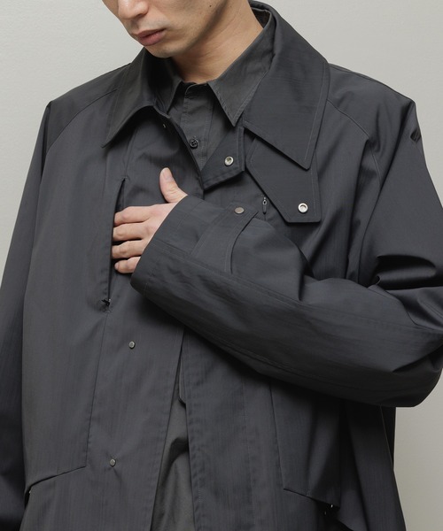 bal（バル）の「WATER RESISTANT WOOL BALMACAAN COAT（ステンカラーコート・メンズ・ブラック/チャコール・3/2/1）」の13枚目の写真