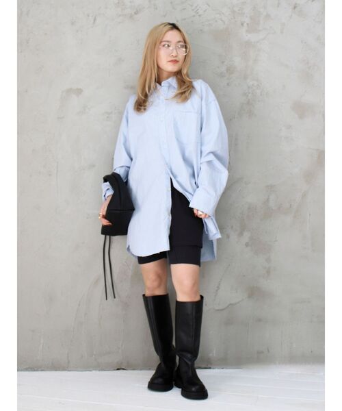 Ungrid（アングリッド）の「カットオフデザインストライプシャツ（シャツ/ブラウス・レディース・パープル/ブルー・FREE）」の14枚目の写真