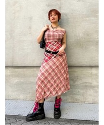 Desigual | チェック柄のストラップドレス(ワンピース)