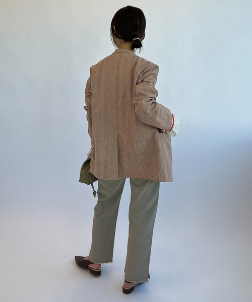 SLOBE IENA(スローブイエナ)の「メランジュヘリンボーンカラーレスジャケット(ノーカラージャケット・レディース・ベージュ・38/36)」の8枚目の写真