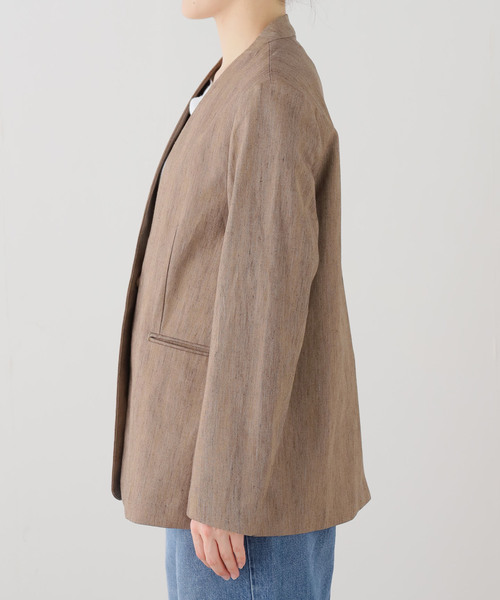 SLOBE IENA(スローブイエナ)の「メランジュヘリンボーンカラーレスジャケット(ノーカラージャケット・レディース・ベージュ・38/36)」の11枚目の写真