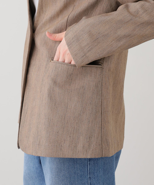 SLOBE IENA(スローブイエナ)の「メランジュヘリンボーンカラーレスジャケット(ノーカラージャケット・レディース・ベージュ・38/36)」の14枚目の写真