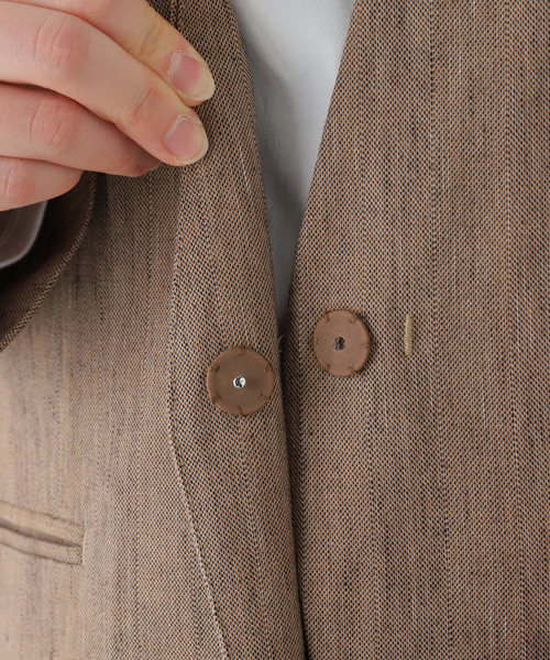 SLOBE IENA(スローブイエナ)の「メランジュヘリンボーンカラーレスジャケット(ノーカラージャケット・レディース・ベージュ・38/36)」の16枚目の写真