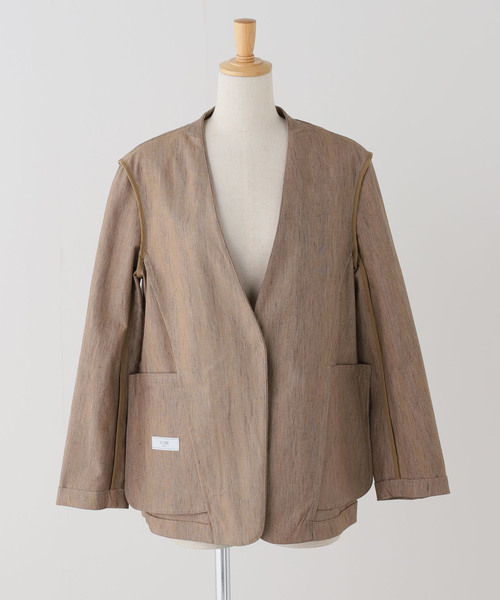 SLOBE IENA(スローブイエナ)の「メランジュヘリンボーンカラーレスジャケット(ノーカラージャケット・レディース・ベージュ・38/36)」の17枚目の写真