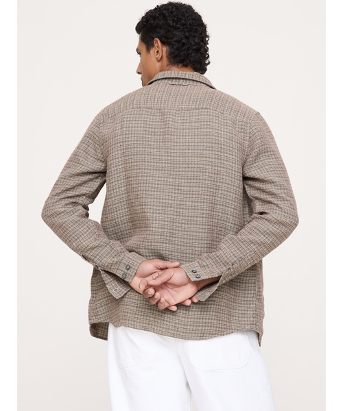 Banana Republic(バナナリパブリック)の「スタンダードフィット テクスチャード リネンコットン シャツ(シャツ/ブラウス・メンズ・ネイビー/ブラウン系その他/ブルー・M/S/L/XL)」の5枚目の写真