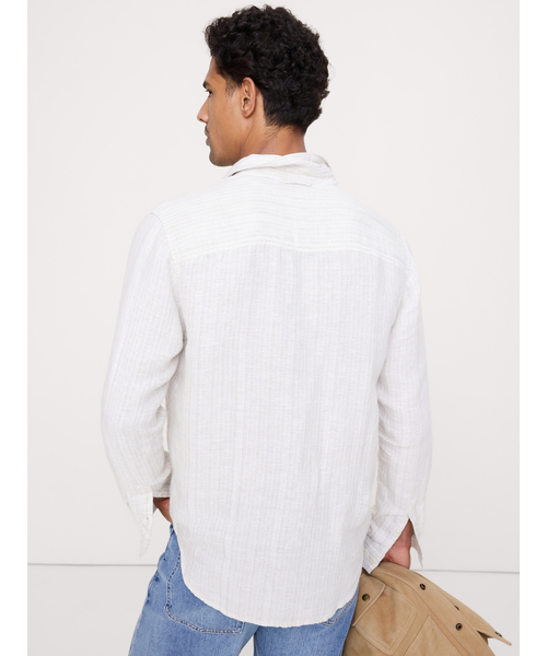 Banana Republic(バナナリパブリック)の「スタンダードフィット テクスチャード リネンコットン シャツ(シャツ/ブラウス・メンズ・ネイビー/ブラウン系その他/ブルー・M/S/L/XL)」の8枚目の写真
