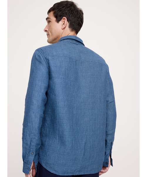Banana Republic(バナナリパブリック)の「スタンダードフィット テクスチャード リネンコットン シャツ(シャツ/ブラウス・メンズ・ネイビー/ブラウン系その他/ブルー・M/S/L/XL)」の9枚目の写真