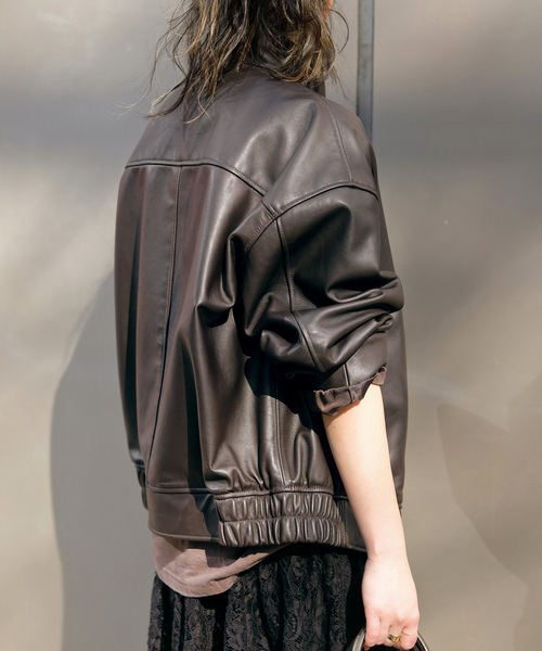 EVERYDAY I LIKE.（エヴリディアイライク）の「*スタンドカラーレザーブルゾン（その他アウター・レディース・ブラウン・FREE）」の2枚目の写真