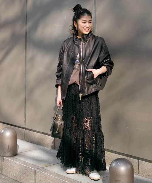 EVERYDAY I LIKE.（エヴリディアイライク）の「*スタンドカラーレザーブルゾン（その他アウター・レディース・ブラウン・FREE）」の3枚目の写真