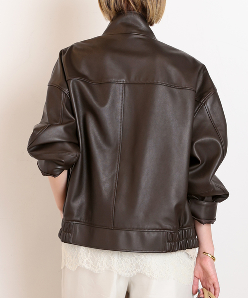 EVERYDAY I LIKE.（エヴリディアイライク）の「*スタンドカラーレザーブルゾン（その他アウター・レディース・ブラウン・FREE）」の7枚目の写真