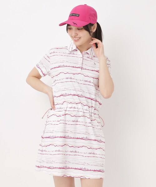 adabat(アダバット)の「吸水速乾/UVカット/エコ クールコアウエイブボーダーワンピース(ワンピース・レディース・サックスブルー系/ピンク系/ブラック系・38/40/42)」の14枚目の写真