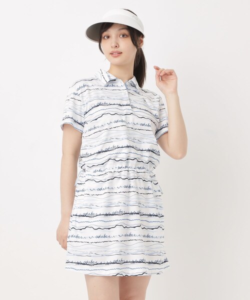 adabat(アダバット)の「吸水速乾/UVカット/エコ クールコアウエイブボーダーワンピース(ワンピース・レディース・サックスブルー系/ピンク系/ブラック系・38/40/42)」の21枚目の写真