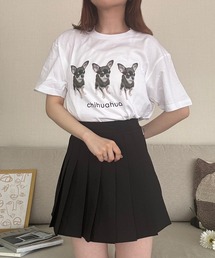 ドッグデザインプリント半袖Tシャツ