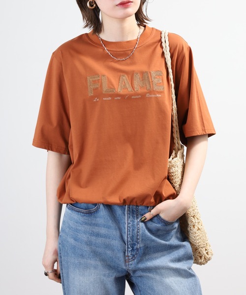 A.N.L(エーエヌエル レーベル)の「A.N.L ロゴ刺繍半袖カットソー(Tシャツ/カットソー・レディース・グレイッシュベージュ/ブラック/テラコッタ・38)」の3枚目の写真