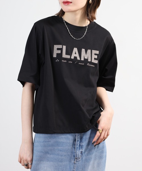 A.N.L(エーエヌエル レーベル)の「A.N.L ロゴ刺繍半袖カットソー(Tシャツ/カットソー・レディース・グレイッシュベージュ/ブラック/テラコッタ・38)」の6枚目の写真