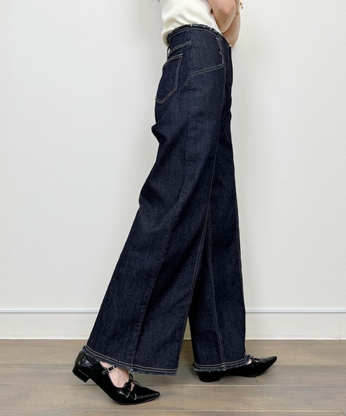 Lo-Fi（ローファイ）の「【WEB限定】9.5oz ハイウエストストレッチデニム（デニムパンツ・レディース・アイボリー/ライトブルー/ネイビー・M）」の21枚目の写真