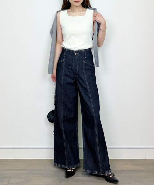 Lo-Fi（ローファイ）の「【WEB限定】9.5oz ハイウエストストレッチデニム（デニムパンツ・レディース・アイボリー/ライトブルー/ネイビー・M）」の22枚目の写真