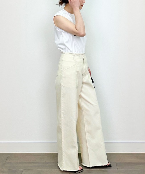 Lo-Fi（ローファイ）の「【WEB限定】9.5oz ハイウエストストレッチデニム（デニムパンツ・レディース・アイボリー/ライトブルー/ネイビー・M）」の9枚目の写真