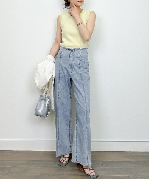 Lo-Fi（ローファイ）の「【WEB限定】9.5oz ハイウエストストレッチデニム（デニムパンツ・レディース・アイボリー/ライトブルー/ネイビー・M）」の15枚目の写真