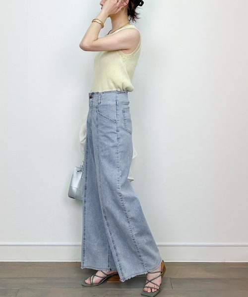 Lo-Fi（ローファイ）の「【WEB限定】9.5oz ハイウエストストレッチデニム（デニムパンツ・レディース・アイボリー/ライトブルー/ネイビー・M）」の16枚目の写真