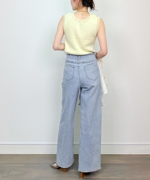 Lo-Fi（ローファイ）の「【WEB限定】9.5oz ハイウエストストレッチデニム（デニムパンツ・レディース・アイボリー/ライトブルー/ネイビー・M）」の17枚目の写真