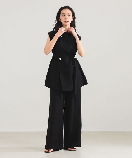 Demi-Luxe BEAMS（デミルクス ビームス）の「AK+1 / リネン ベルテッド ジレ（ベスト・レディース・ブラック/ベージュ・36/38）」の4枚目の写真