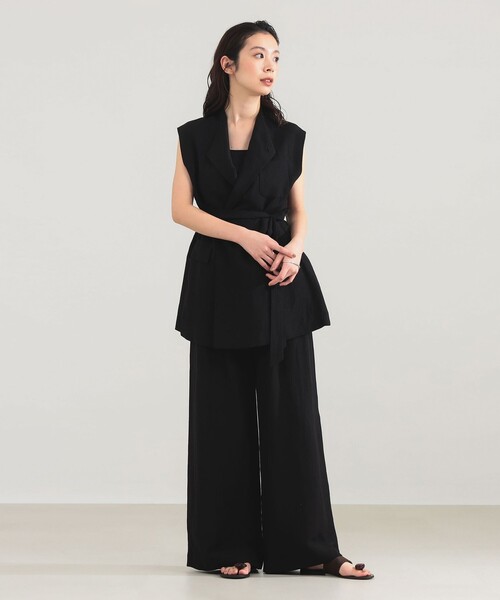 Demi-Luxe BEAMS（デミルクス ビームス）の「AK+1 / リネン ベルテッド ジレ（ベスト・レディース・ブラック/ベージュ・36/38）」の6枚目の写真