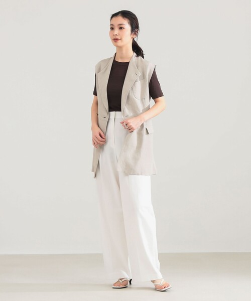 Demi-Luxe BEAMS（デミルクス ビームス）の「AK+1 / リネン ベルテッド ジレ（ベスト・レディース・ブラック/ベージュ・36/38）」の8枚目の写真