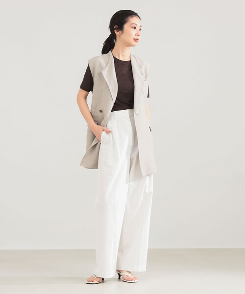 Demi-Luxe BEAMS（デミルクス ビームス）の「AK+1 / リネン ベルテッド ジレ（ベスト・レディース・ブラック/ベージュ・36/38）」の9枚目の写真