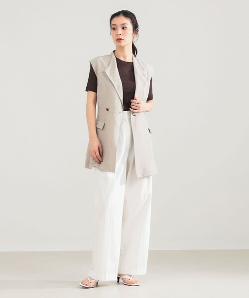 Demi-Luxe BEAMS（デミルクス ビームス）の「AK+1 / リネン ベルテッド ジレ（ベスト・レディース・ブラック/ベージュ・36/38）」の10枚目の写真