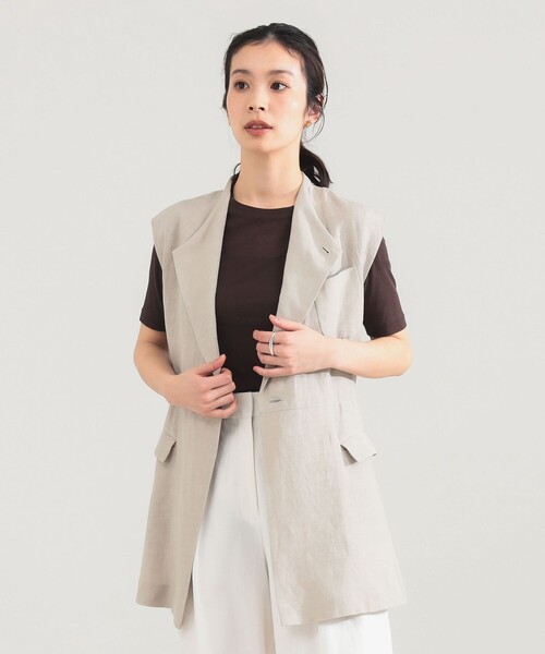 Demi-Luxe BEAMS（デミルクス ビームス）の「AK+1 / リネン ベルテッド ジレ（ベスト・レディース・ブラック/ベージュ・36/38）」の11枚目の写真
