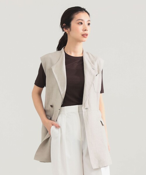 Demi-Luxe BEAMS（デミルクス ビームス）の「AK+1 / リネン ベルテッド ジレ（ベスト・レディース・ブラック/ベージュ・36/38）」の12枚目の写真