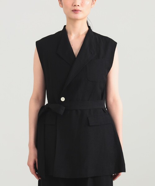 Demi-Luxe BEAMS（デミルクス ビームス）の「AK+1 / リネン ベルテッド ジレ（ベスト・レディース・ブラック/ベージュ・36/38）」の17枚目の写真