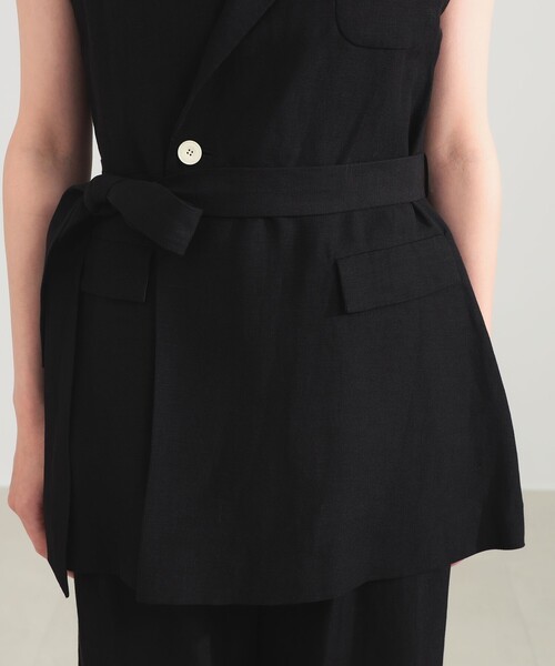 Demi-Luxe BEAMS（デミルクス ビームス）の「AK+1 / リネン ベルテッド ジレ（ベスト・レディース・ブラック/ベージュ・36/38）」の22枚目の写真