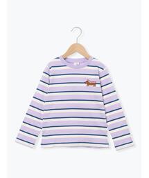 Samansa Mos2 Lagom（サマンサモスモスラーゴム）の「ダックスフント刺繍ボーダーロンT（Tシャツ/カットソー）」