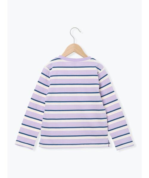 Samansa Mos2 Lagom（サマンサモスモスラーゴム）の「ダックスフント刺繍ボーダーロンT（Tシャツ/カットソー・キッズ・パープル/イエロー・130/95/120/110/100）」の3枚目の写真
