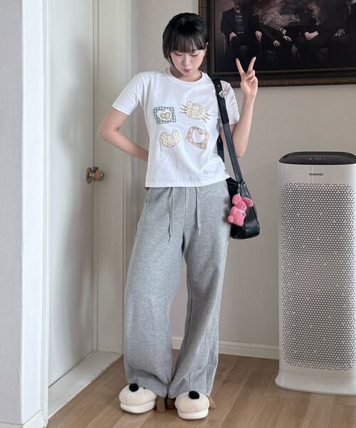 ambler(エムブラー)の「Meow Bear アプリケ刺繍半袖Tシャツ AS1309 (ホワイト)(Tシャツ/カットソー・レディース・その他・SMALL/MEDIUM/FREE)」の4枚目の写真