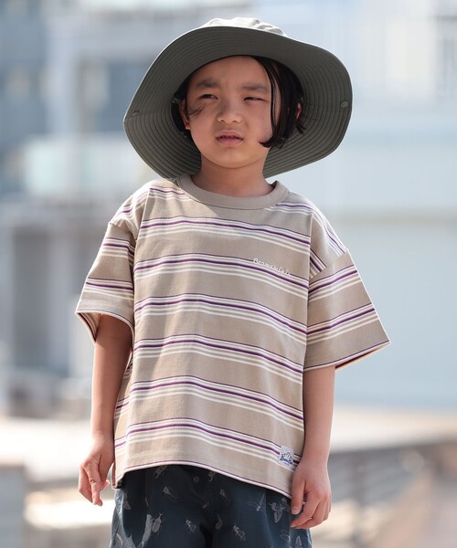 BEAMS mini(ビームスミニ)の「【8/6新規値下げ】ビッグ ボーダー Tシャツ 2026SS (90~150cm) 外遊び プチプラ 通園 通学 公園 定番(Tシャツ/カットソー・キッズ・ベージュ/ブルー系その他4・90/120/130/150/100/110/140)」の2枚目の写真