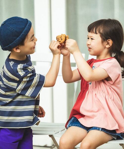 BEAMS mini(ビームスミニ)の「【8/6新規値下げ】ビッグ ボーダー Tシャツ 2026SS (90~150cm) 外遊び プチプラ 通園 通学 公園 定番(Tシャツ/カットソー・キッズ・ベージュ/ブルー系その他4・90/120/130/150/100/110/140)」の3枚目の写真