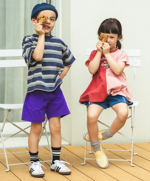 BEAMS mini(ビームスミニ)の「【8/6新規値下げ】ビッグ ボーダー Tシャツ 2026SS (90~150cm) 外遊び プチプラ 通園 通学 公園 定番(Tシャツ/カットソー・キッズ・ベージュ/ブルー系その他4・90/120/130/150/100/110/140)」の4枚目の写真