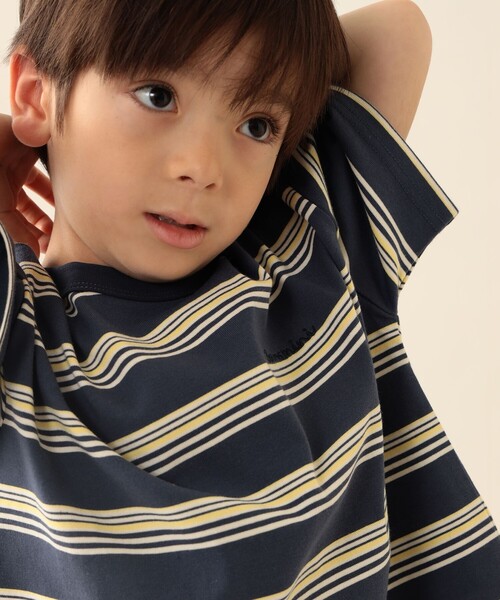 BEAMS mini(ビームスミニ)の「【8/6新規値下げ】ビッグ ボーダー Tシャツ 2026SS (90~150cm) 外遊び プチプラ 通園 通学 公園 定番(Tシャツ/カットソー・キッズ・ベージュ/ブルー系その他4・90/120/130/150/100/110/140)」の8枚目の写真