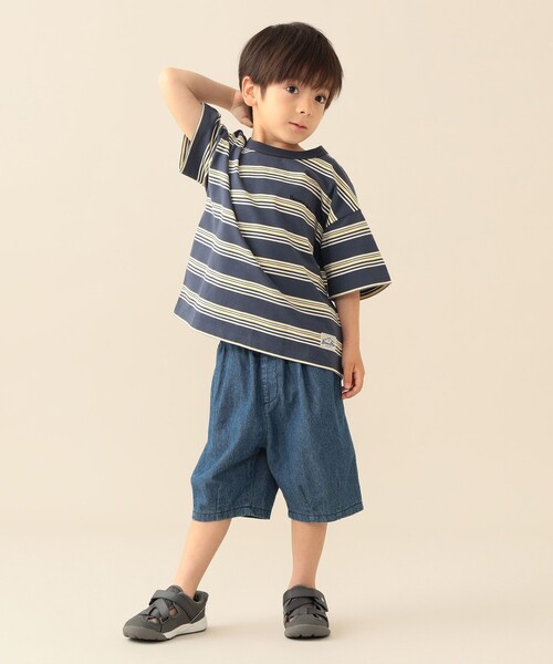BEAMS mini(ビームスミニ)の「【8/6新規値下げ】ビッグ ボーダー Tシャツ 2026SS (90~150cm) 外遊び プチプラ 通園 通学 公園 定番(Tシャツ/カットソー・キッズ・ベージュ/ブルー系その他4・90/120/130/150/100/110/140)」の10枚目の写真