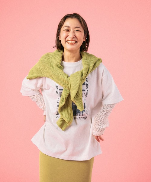 LEPSIM（レプシィム）の「袖レースレイヤード長袖T　645485（Tシャツ/カットソー・レディース・オフホワイト/チャコールグレー/ライトグレー・FREE）」の9枚目の写真