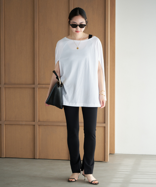 plage（プラージュ）の「Poncho TEEシャツ（Tシャツ/カットソー・レディース・チャコールグレー/ホワイト・FREE）」の15枚目の写真