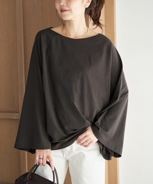 plage（プラージュ）の「Poncho TEEシャツ（Tシャツ/カットソー・レディース・チャコールグレー/ホワイト・FREE）」の10枚目の写真