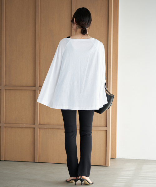 plage（プラージュ）の「Poncho TEEシャツ（Tシャツ/カットソー・レディース・チャコールグレー/ホワイト・FREE）」の5枚目の写真